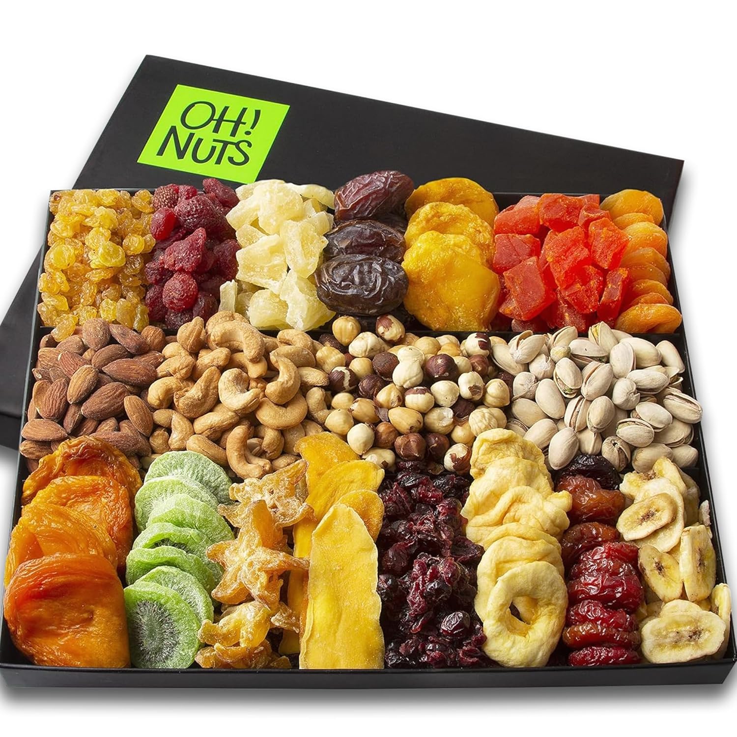 Dried Fruit and Nuts Gift Basket Prime Arrangement Platter – Assorted Nuts and Dried Fruits Holiday Snack Box for Easter, Ramadan, Birthday, Men & Women (19 Variety – XL) by Oh Nuts