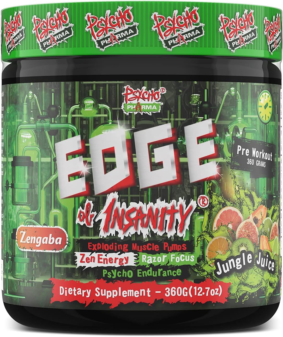 Psycho Pharma Strongest High Stim Preworkout Powder – Edge of Insanity – Most Intense Pre Workout Supplement for Pumps, Strength, Energy and Feel Good Focus. Rivals Famous PWOs of The Past