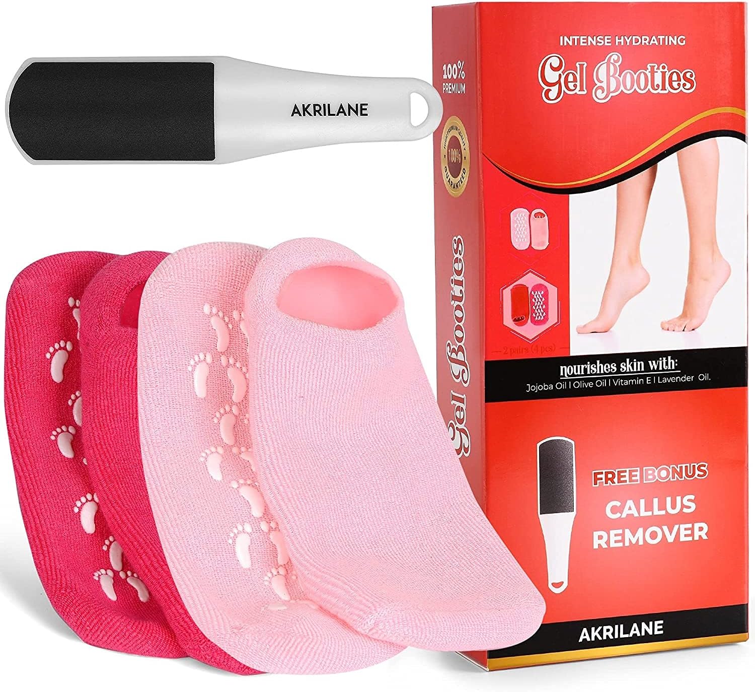 AKRILANE Moisturizing Socks for women, Spa Gel Socks for Dry Cracked Feet, Softening Rough Feet Gel Lined Infused Lotion Spa Socks