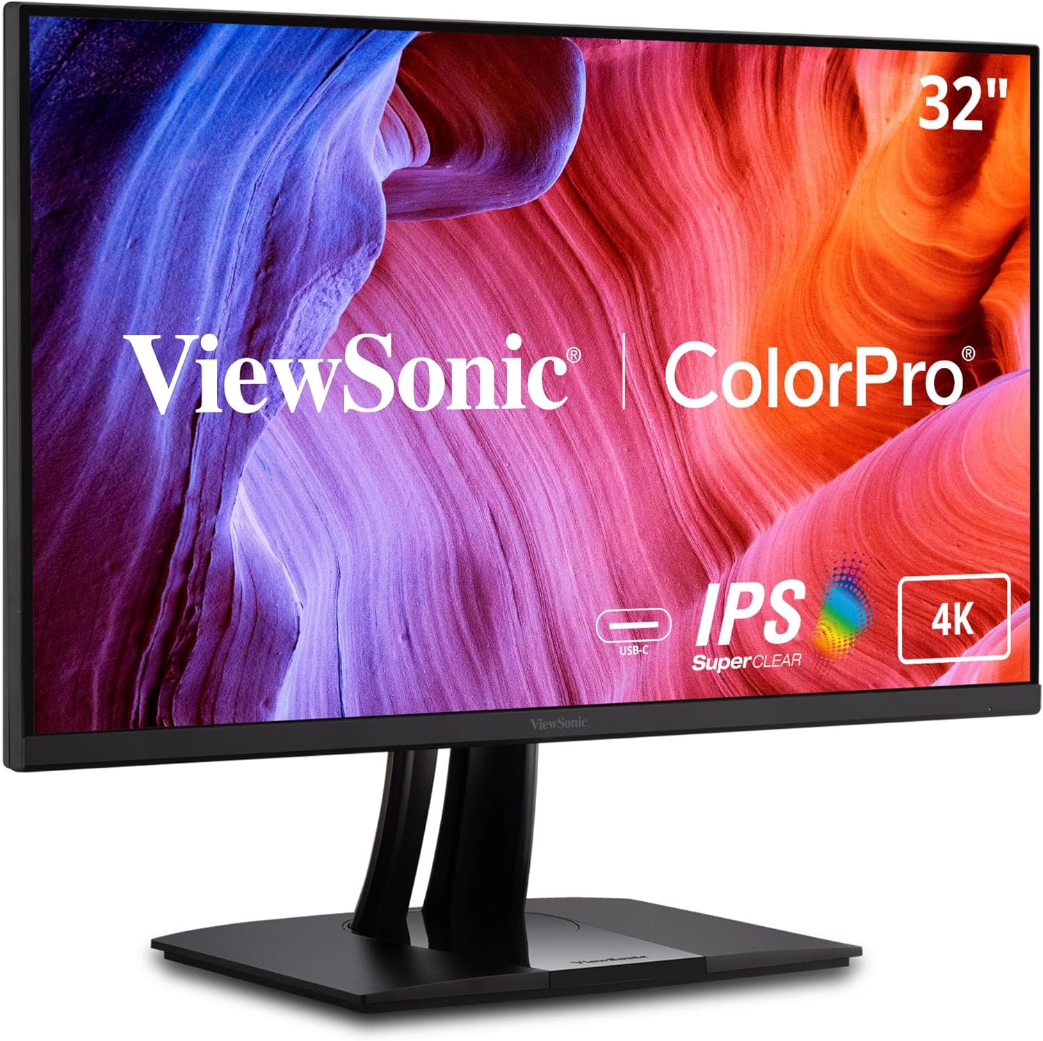 ViewSonic VP3256-4K 32 Inch 4K UHD IPS Ergonomic Monitor with Ultra-Thin Bezels, Color Accuracy, Pantone Validated, 60W USB C