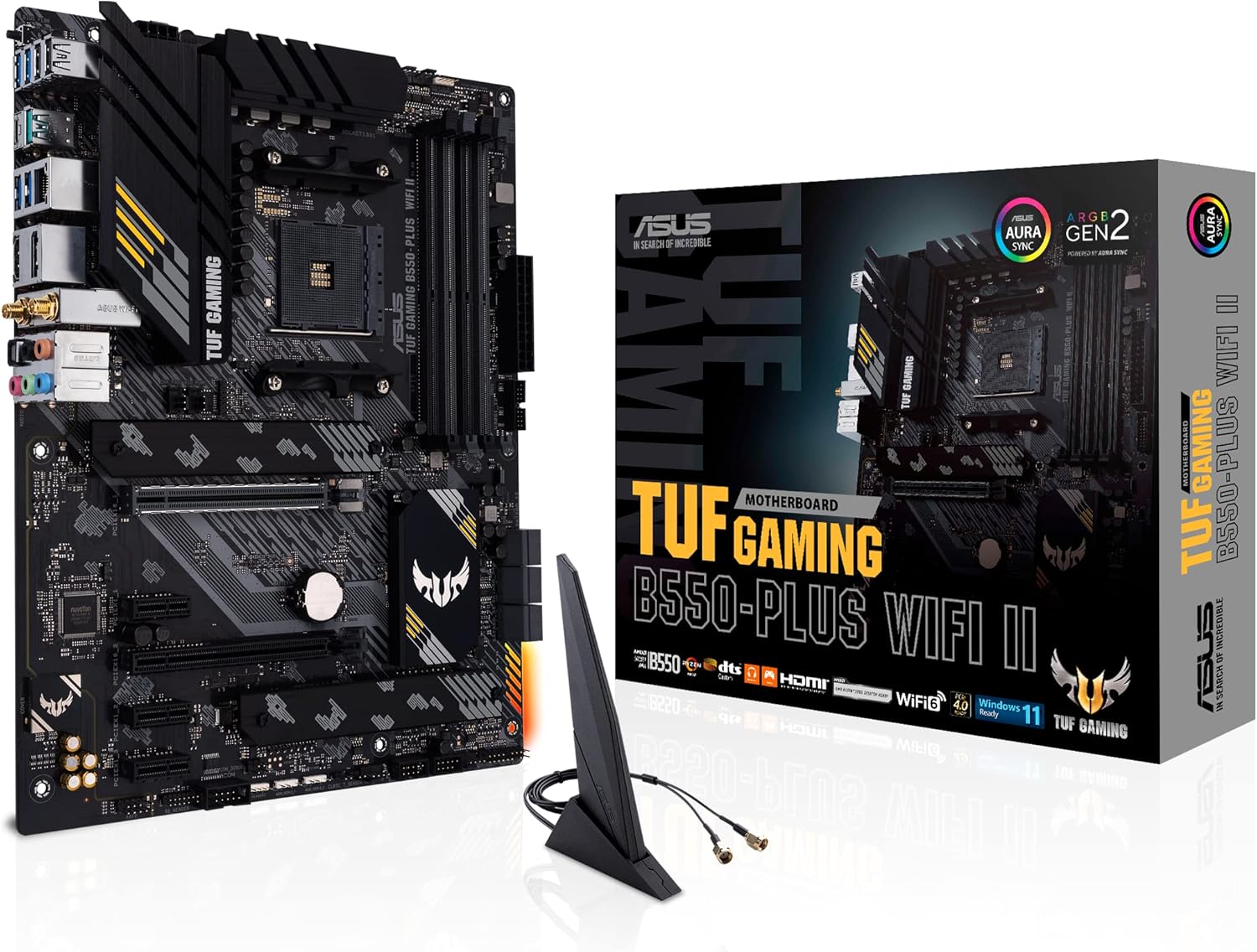 ASUS TUF Gaming B550-PLUS WiFi II AMD AM4 (3rd Gen Ryzen) ATX Motherboard (PCIe 4.0, 6, 2.5Gb LAN, BIOS Flashback, USB 3.2 2, Addressable 2 RGB Header and Aura Sync)