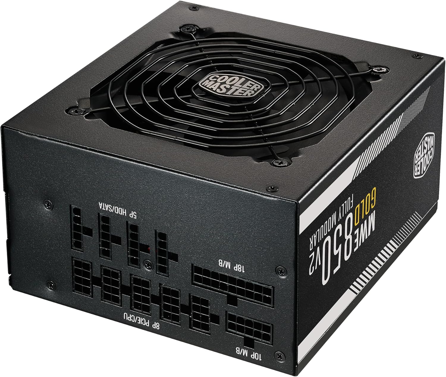 Cooler Master MWE Gold 850 V2 Full Modular, 850W, 80+ Gold Efficiency, 2 EPS Connectors, 120mm HDB Fan, Semi-fanless Operation, 5 Year Warranty