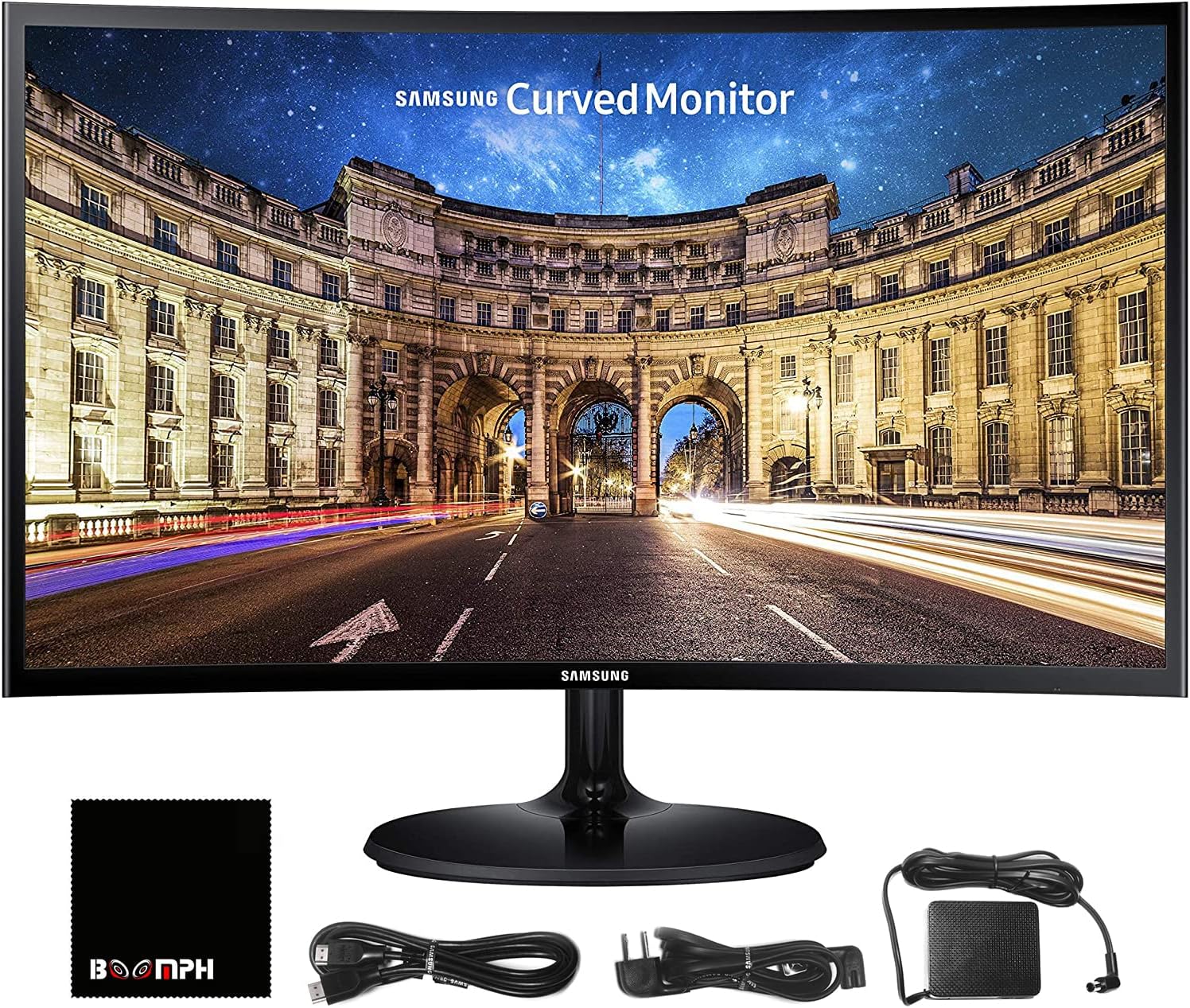 Samsung CF390 27″ Curved Monitor – LCD FHD, 16:9, 1920×1080, HDMI, VGA, VESA, Eye Saver & Flicker-Free Tech – Boomph’s Comprehensive Ultimate Performance Cloth Solution for Your Workspace