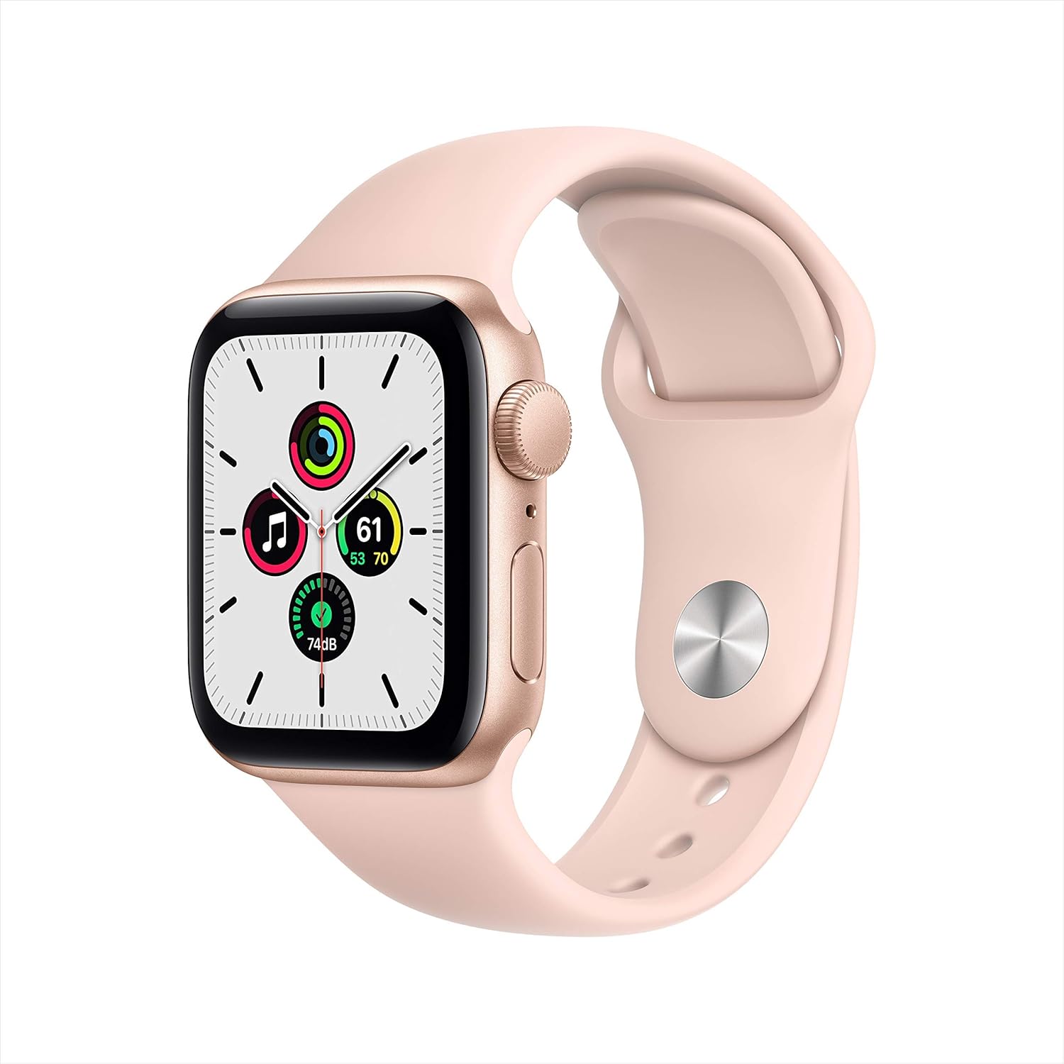 Apple Watch SE (GPS, 40mm) – Gold Aluminum Case with Pink Sand Sport Band (Renewed)