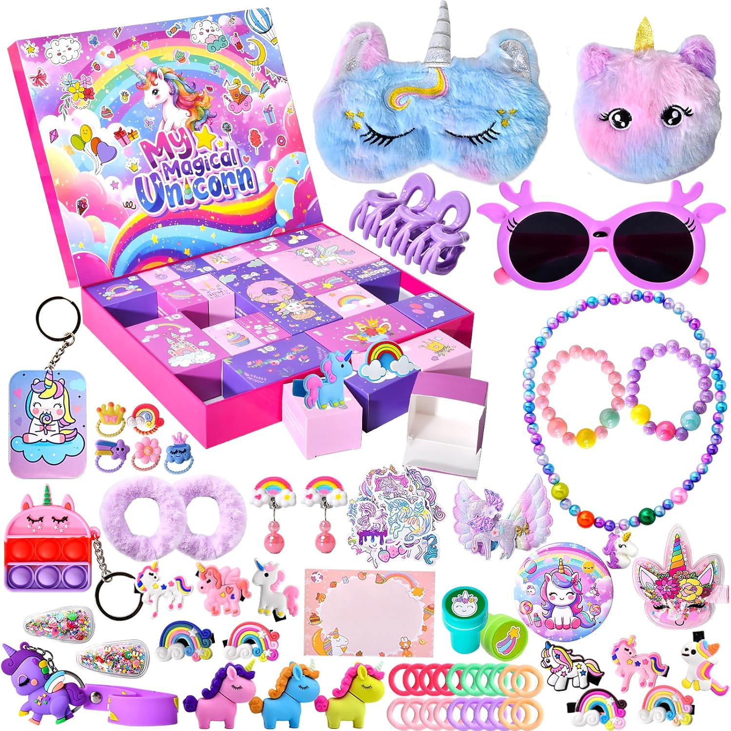 Unicorn 2024 Advent Calendar for Girls – 24 Days of Xmas Surprises with Unicorn Themed Accessories and Gifts – Unique Christmas Countdown Gift, Fun Holiday Activities, Daily Unicorn Dress-Up