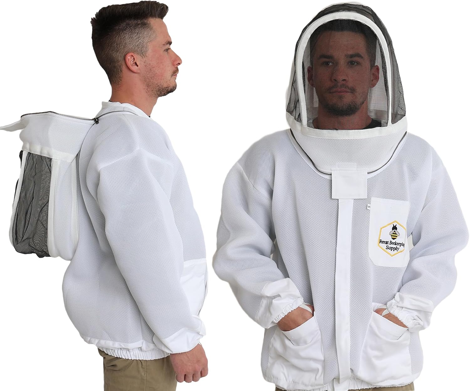 Ventilated Bee Jacket with Fencing Veil Hood – Ultra Light Air Mesh Beekeeper Jacket (2XL)