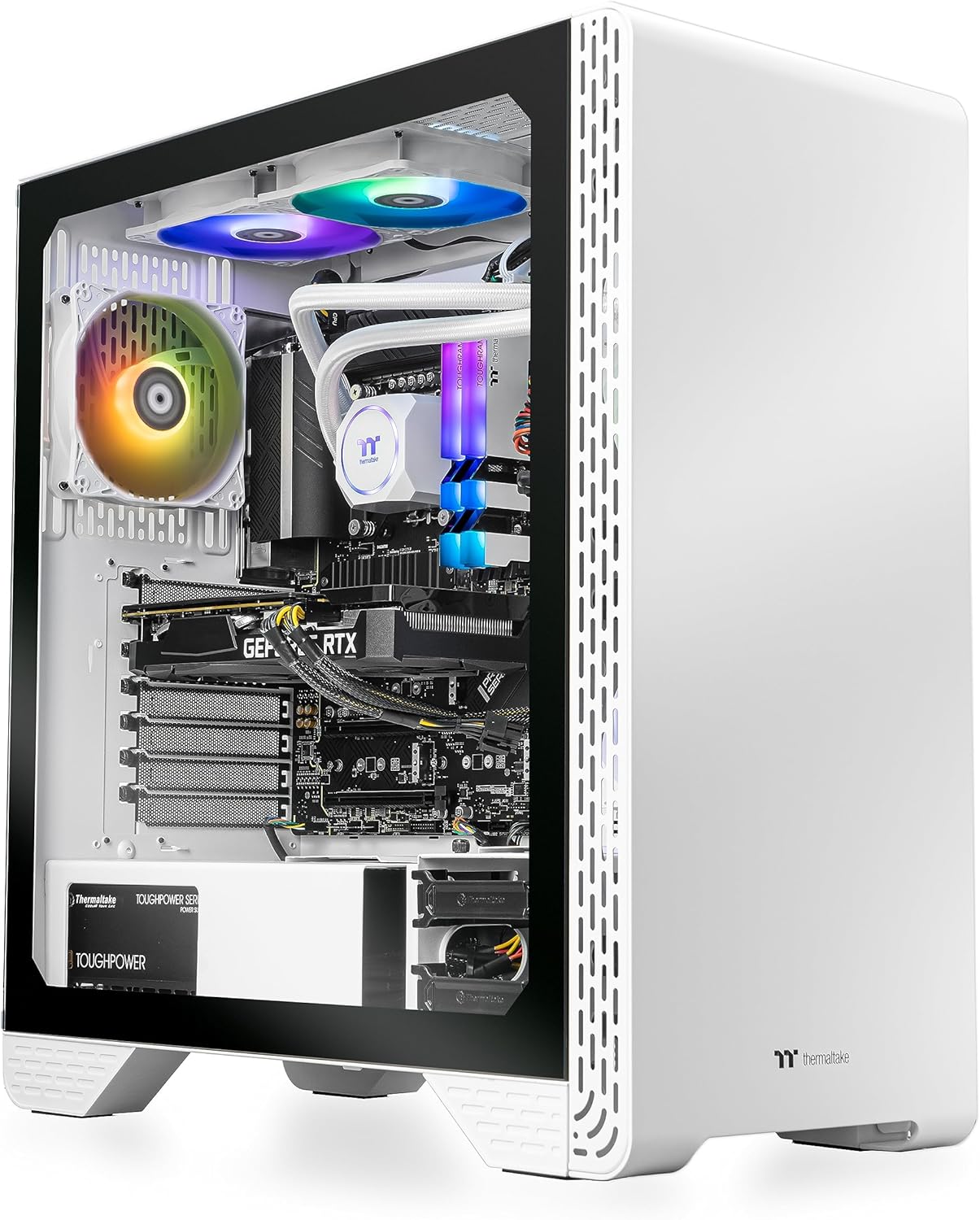 Thermaltake LCGS Glacier 460 AIO Liquid Cooled CPU Gaming Desktop (AMD Ryzen 5 5600X 6-core, ToughRam DDR4 3600Mhz 16GB RGB Memory, NVIDIA® GeForce RTX 4060, 1TB NVMe M.2, WiFi) S3GL-B550-460-LCS