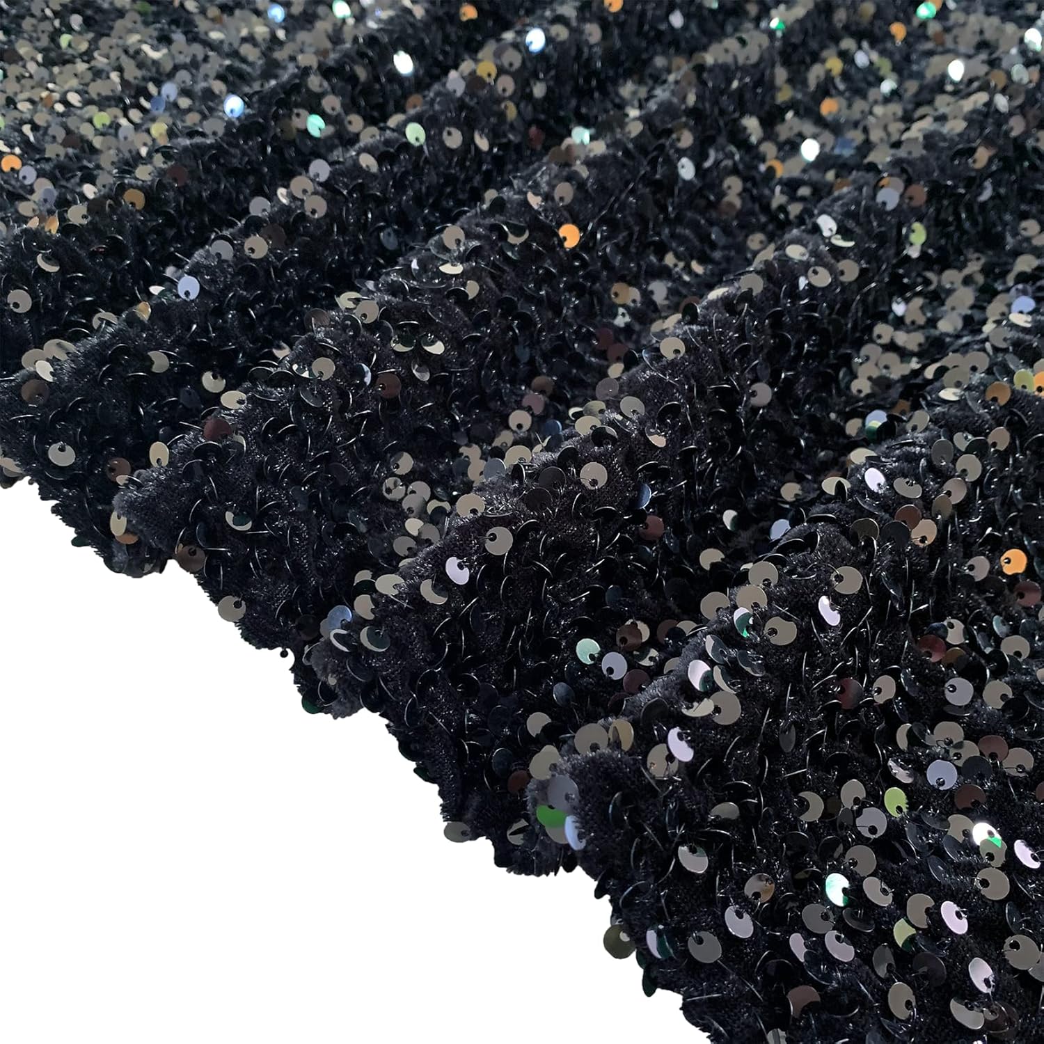 Black Sequin Fabric by The Yard Velvet Fabric 1 Yard Sparkle Linen Fabric for Sewing Spandex Velvet Knit Fabric for Prom Dress DIY Emboridered Sequined Stretch Material for Craft Handmade Projects