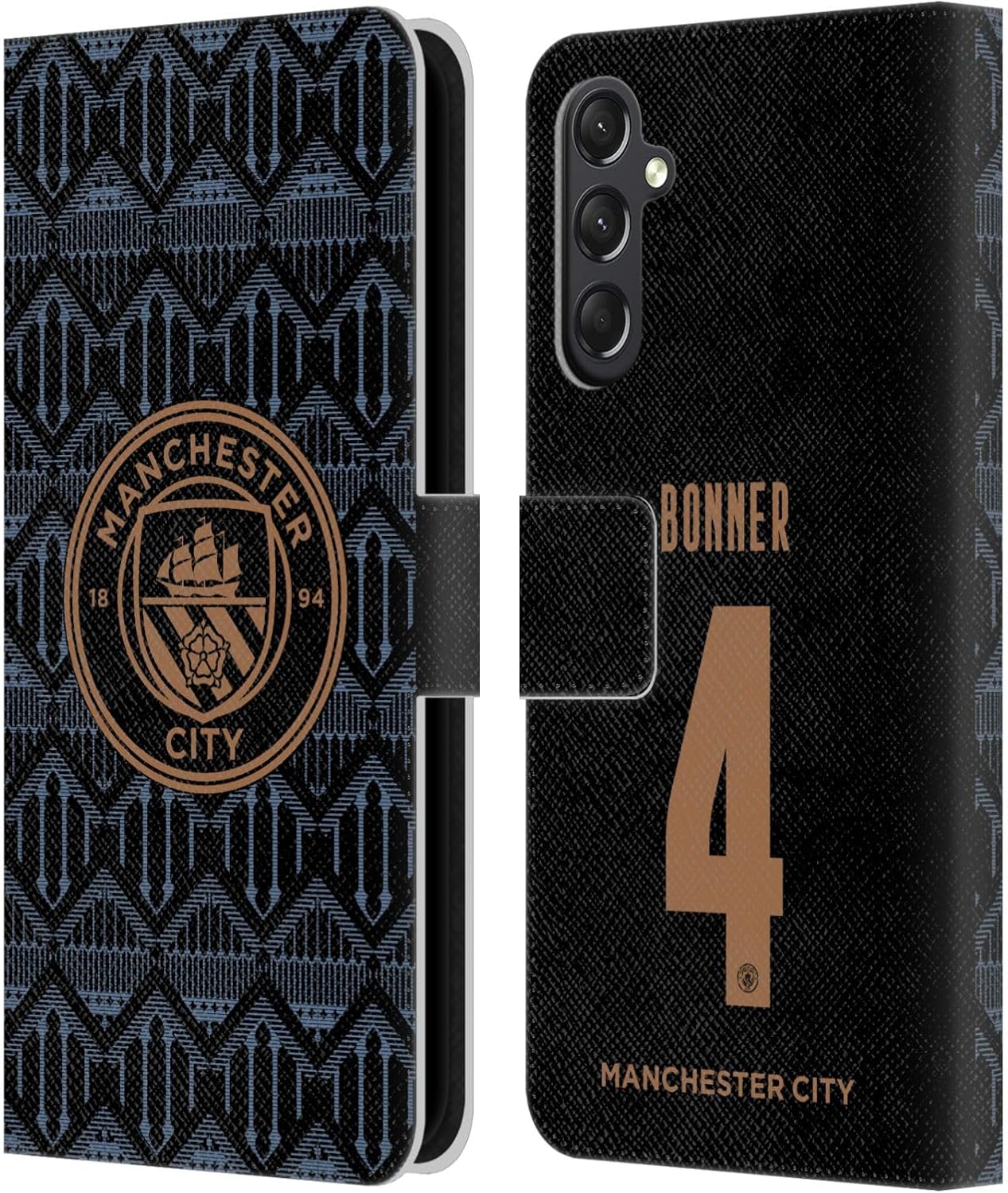 Head Case Designs Officially Licensed Manchester City Man City FC Gemma Bonner 2020/21 Women’s Away Kit Group 1 Leather Book Wallet Case Cover Compatible with Samsung Galaxy A24 4G / Galaxy M34 5G