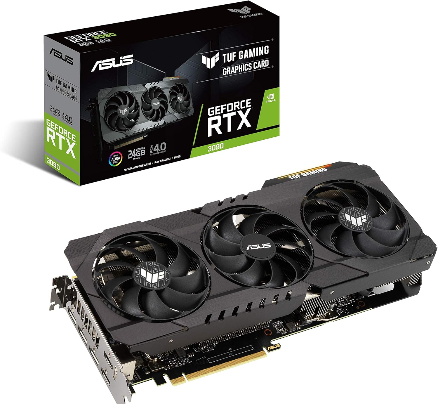 ASUS TUF Gaming NVIDIA GeForce RTX 3090 Graphics Card (PCIe 4.0, 24GB GDDR6X, HDMI 2.1, DisplayPort 1.4a, Dual Ball Fan Bearings, Military-Grade Certification, GPU Tweak II)