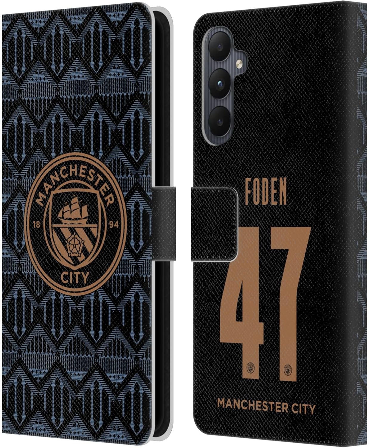 Head Case Designs Officially Licensed Manchester City Man City FC Phil Foden 2020/21 Players Away Kit Group 2 Leather Book Wallet Case Cover Compatible with Samsung Galaxy A05s