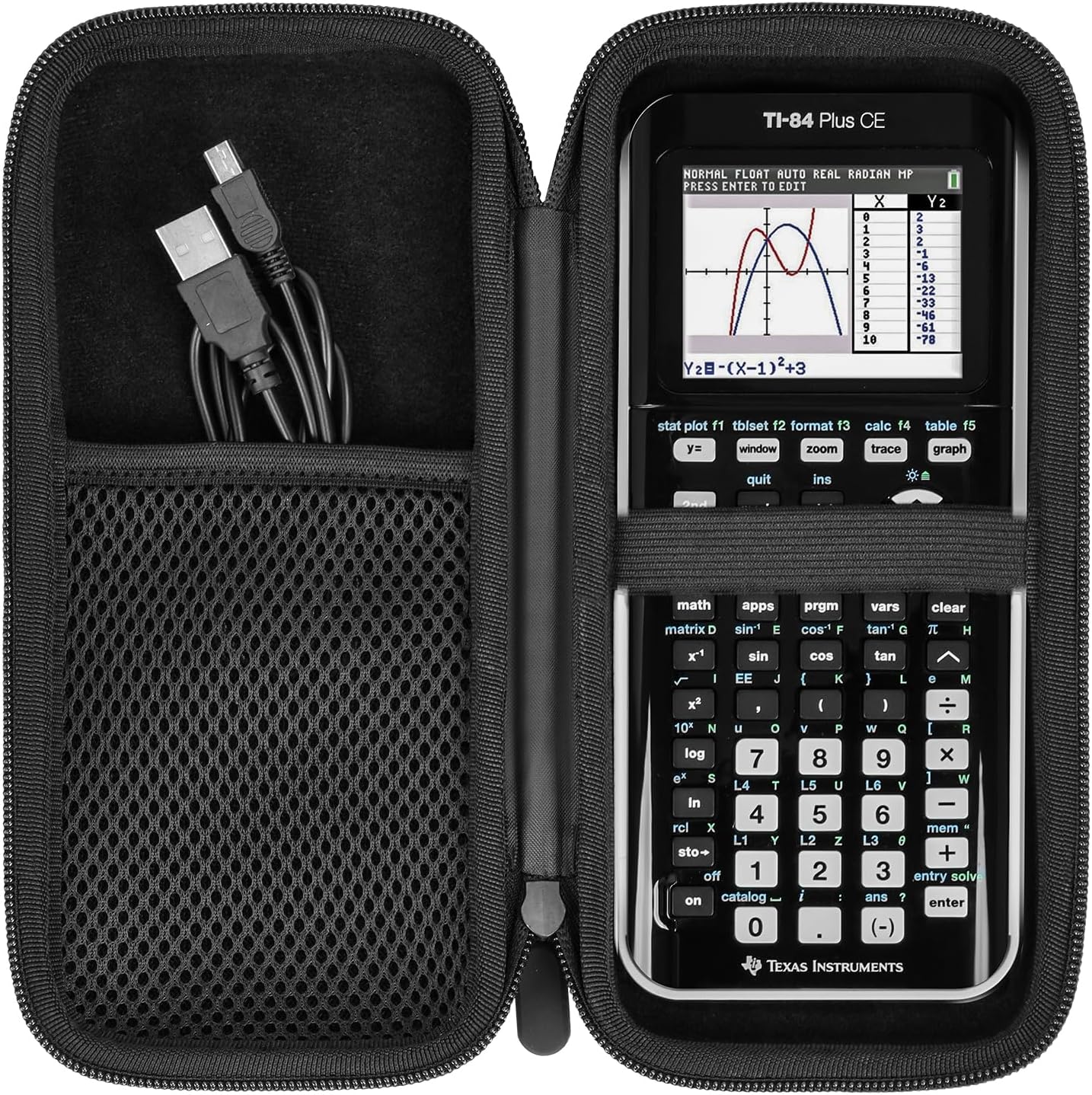 Graphing Calculator Case for Texas Instruments TI-84 Plus CE, Carrying Box Protective Case for TI-83 Plus CE Ti-85 Ti-89 Ti-82 Plus/C CE,Hard EVA Case for Casio fx-9750GII (only case,Black)