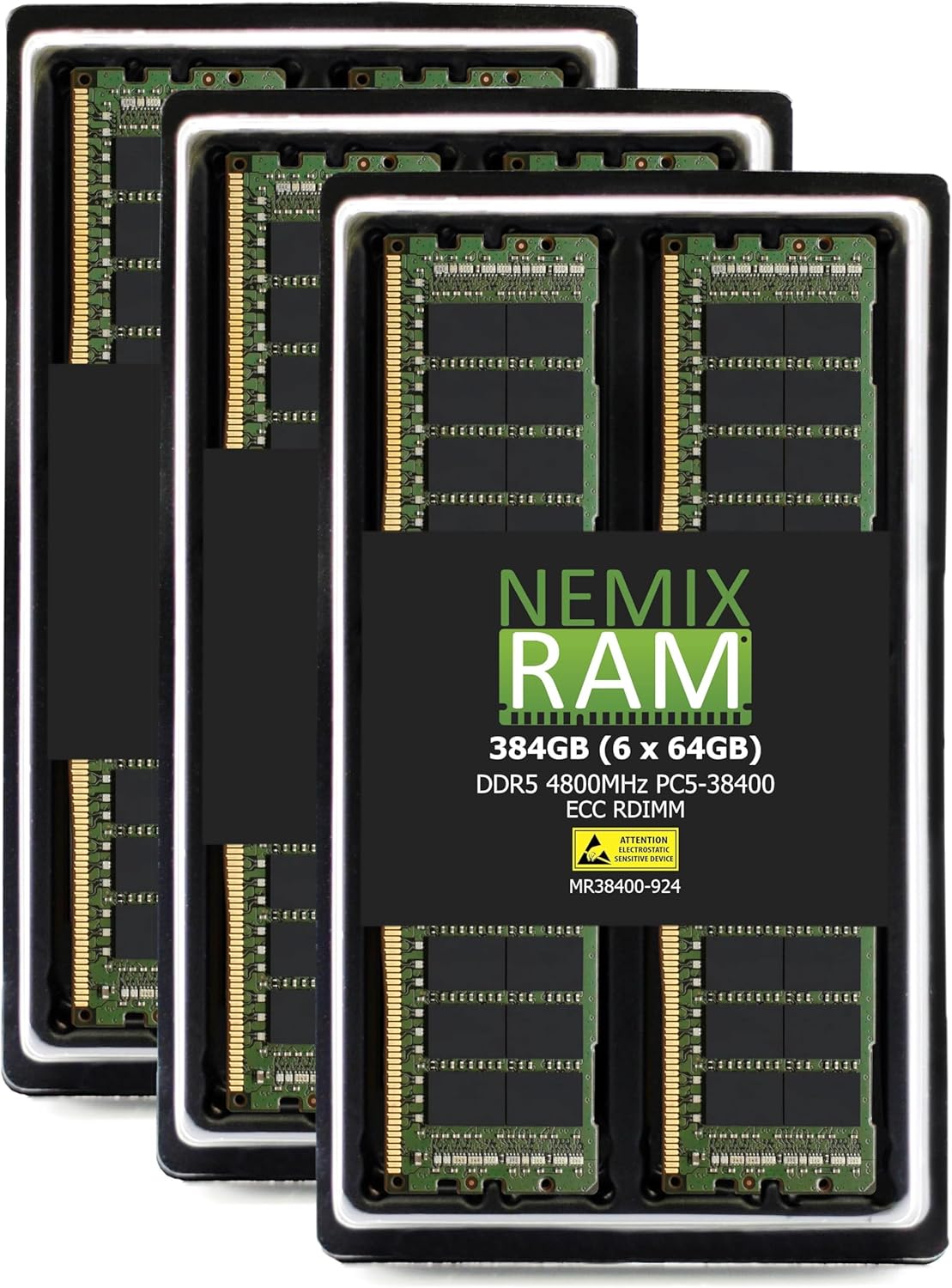 NEMIX RAM 384GB (6X64GB) DDR5 4800MHZ PC5-38400 2Rx4 1.1V 288-PIN ECC RDIMM Registered Server Memory