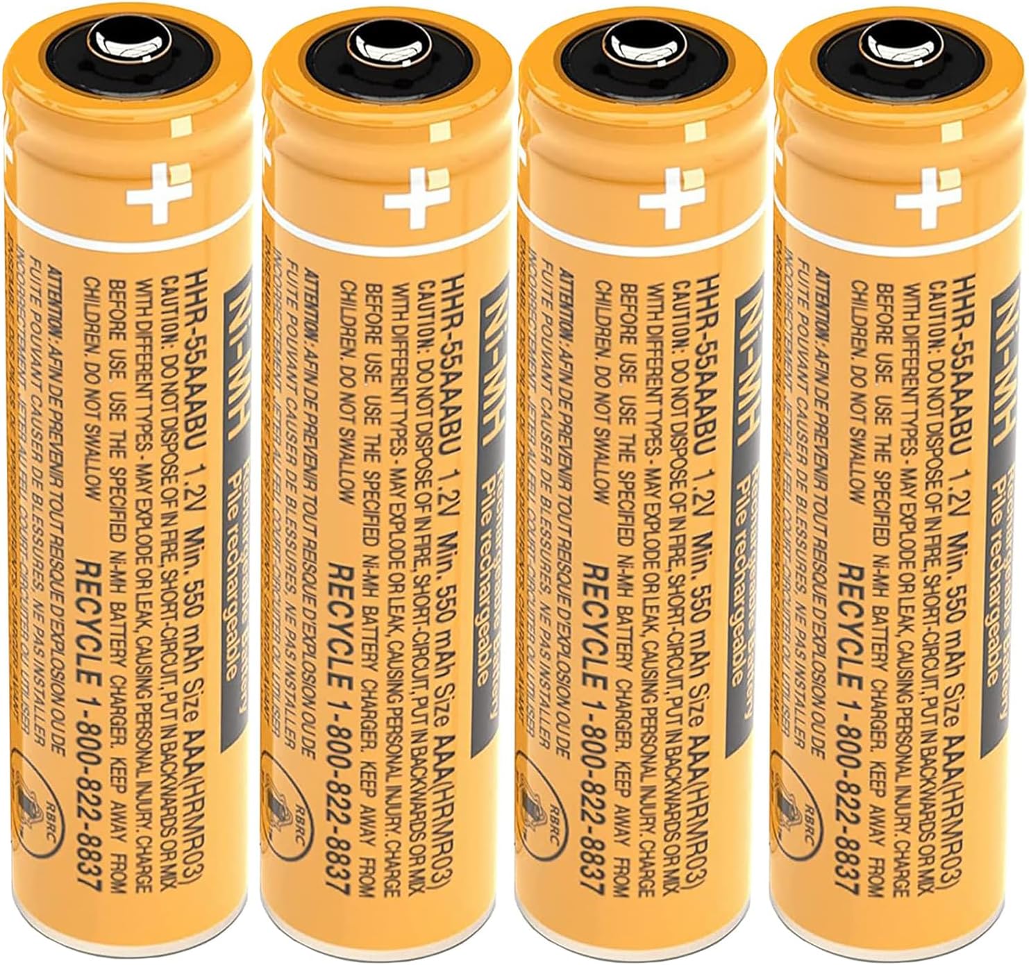 RocketBus 4 HHR-55AAABU 1.2V 550mAh Ni-MH Rechargeable Battery Packs for Panasonic Cordless Phone System