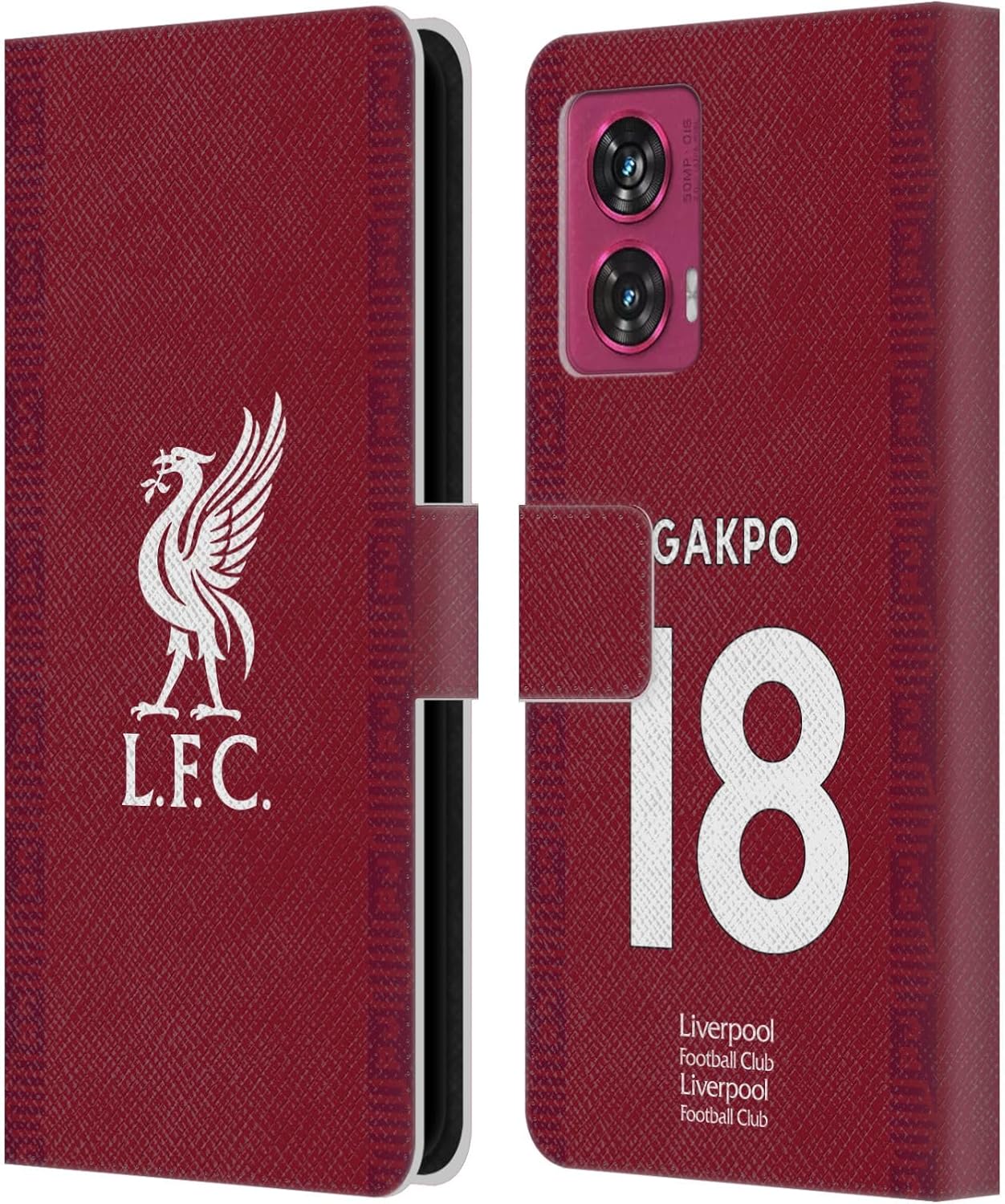 Head Case Designs Officially Licensed Liverpool Football Club Cody Gakpo 2022/23 Players Home Kit Leather Book Wallet Case Cover Compatible with Motorola Edge 50 Fusion