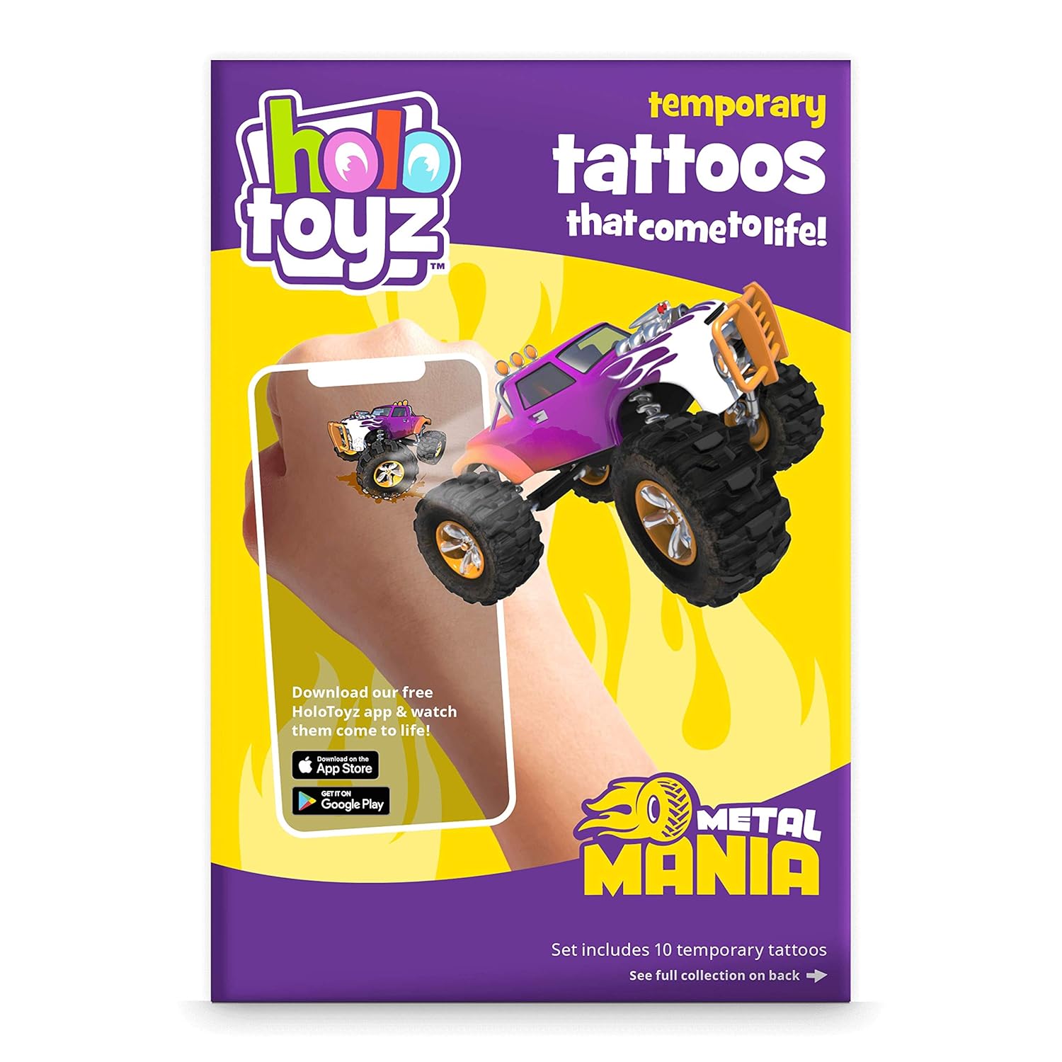 Abacus Brands Holotoyz Metal Mania AR Tattoos – Magic Augmented Reality Hologram Temporary Tattoos Come to Life with Smart Phone – 4D For Kids