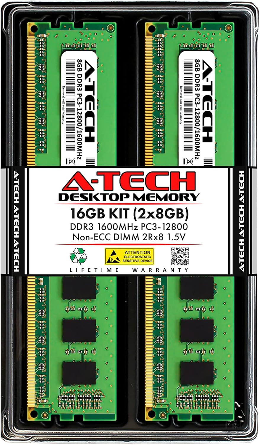 A-Tech 16GB Kit (2x8GB) RAM for GIGABYTE GA-H97-HD3, GA-P85-Gaming 3, GA-Z87X-HD3, GA-Z97X-Gaming 3, GA-Z97X-SOC Force LN2, GA-Z97X-UD5H | DDR3 1600MHz PC3-12800 DIMM 1.5V Non-ECC UDIMM Memory Upgrade