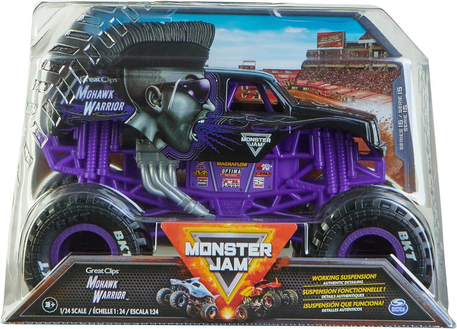 Monster Jam, Official Mohawk Warrior Monster Truck, Collector Die-Cast Vehicle, 1:24 Scale, Kids Toys for Boys Ages 3 and up