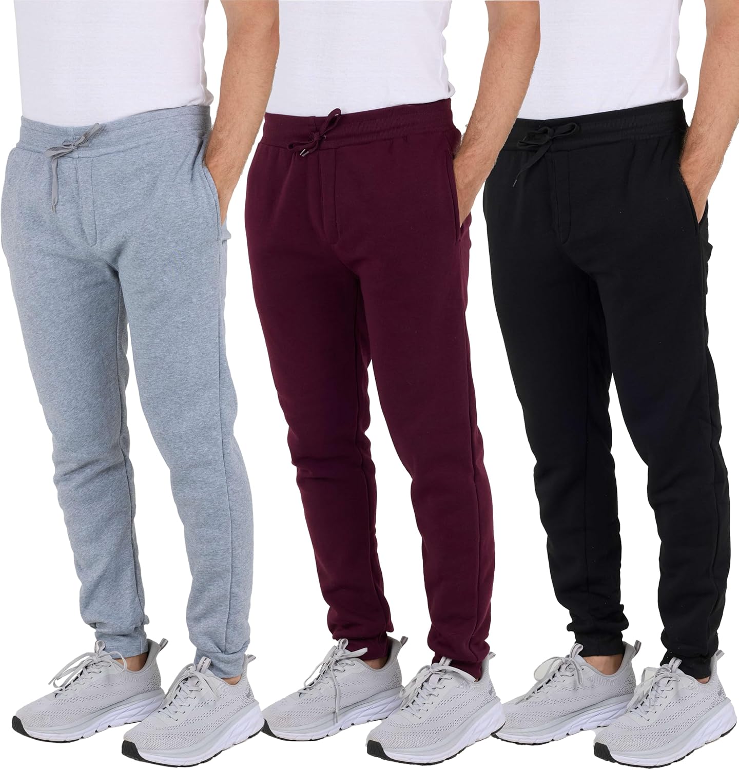 Real Essentials 3 Pack: Men’s Tech Fleece Ultra-Soft Jogger Athletic Sweatpants with Pockets (Available in Big & Tall)