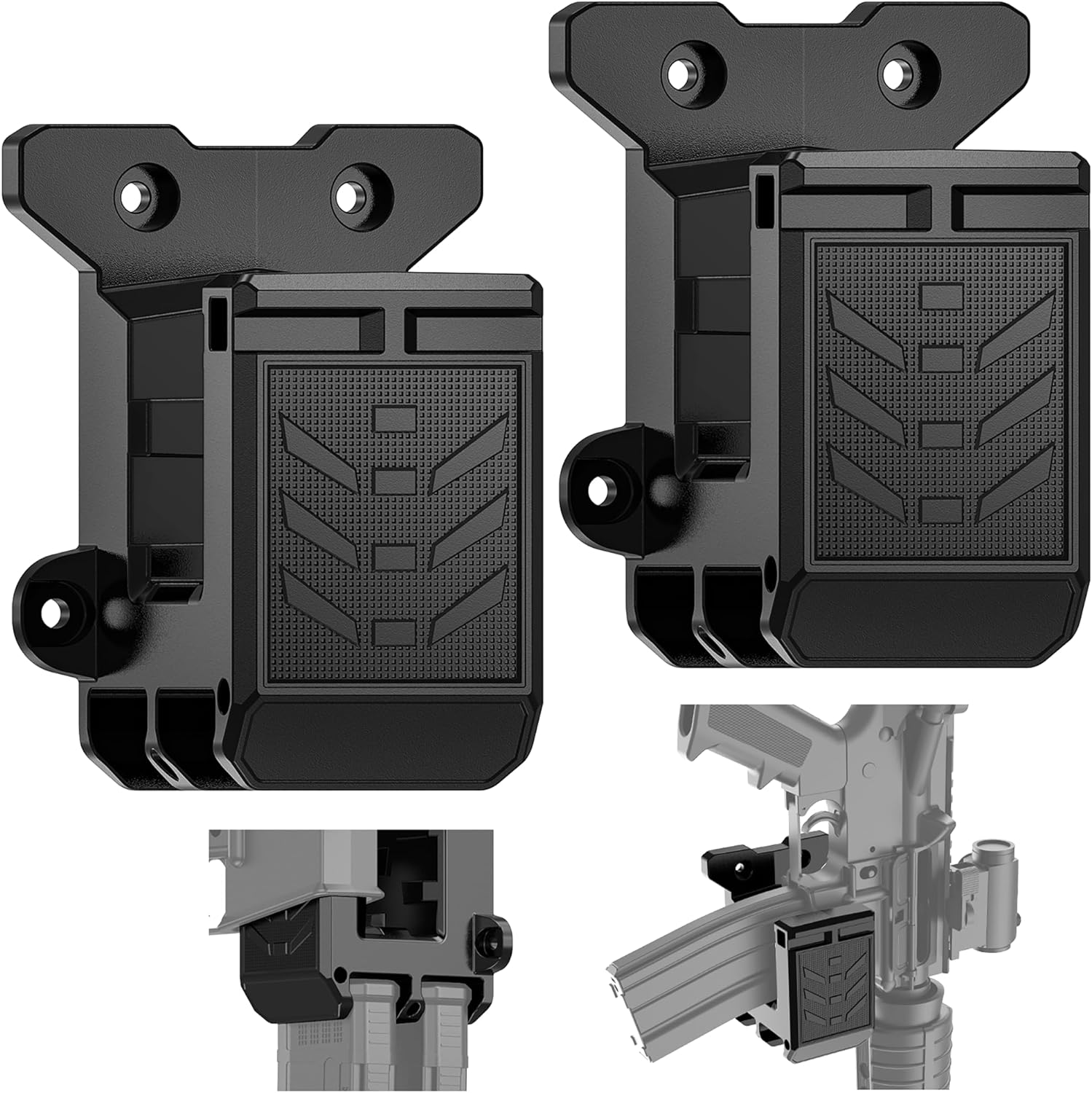 Upgraded Gun Wall Mount for 223/5.56 Rifle, Double Pmag Quick Defense Mount Wall Rack Gun Accessories AR15 Wall Mount with Vertical and Horizontal Gun Holder Solid Strong Withstand 450Lbs Tension