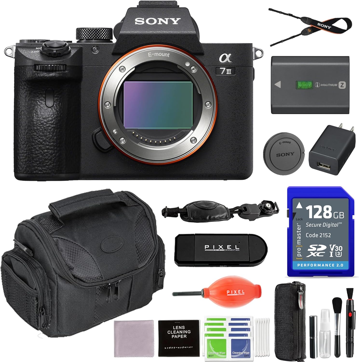 Sony a7 III Mirrorless Digital Camera Bundle with 128GB SDXC Memory Card, Hand Strap, Gadget Bag + More | Sony Alpha 7III