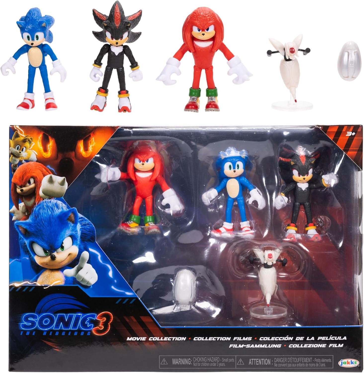 Sonic 3 Movie Action Figures 2.5-Inch Movie Collector Toy Figure Multi-Pack Includes Sonic Knuckles Shadow Buzz Bomber & Drone- Officially Licensed Toys