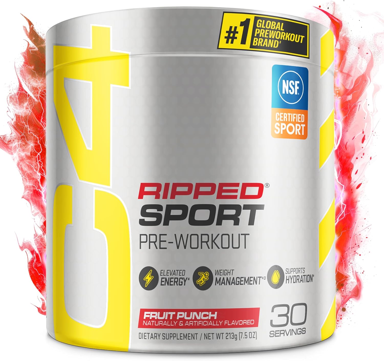 Cellucor C4 Ripped Sport Pre Workout Powder Fruit Punch – NSF Certified for Sport + Sugar Free Preworkout Energy Supplement for Men & Women | 135mg Caffeine | 30 Servings