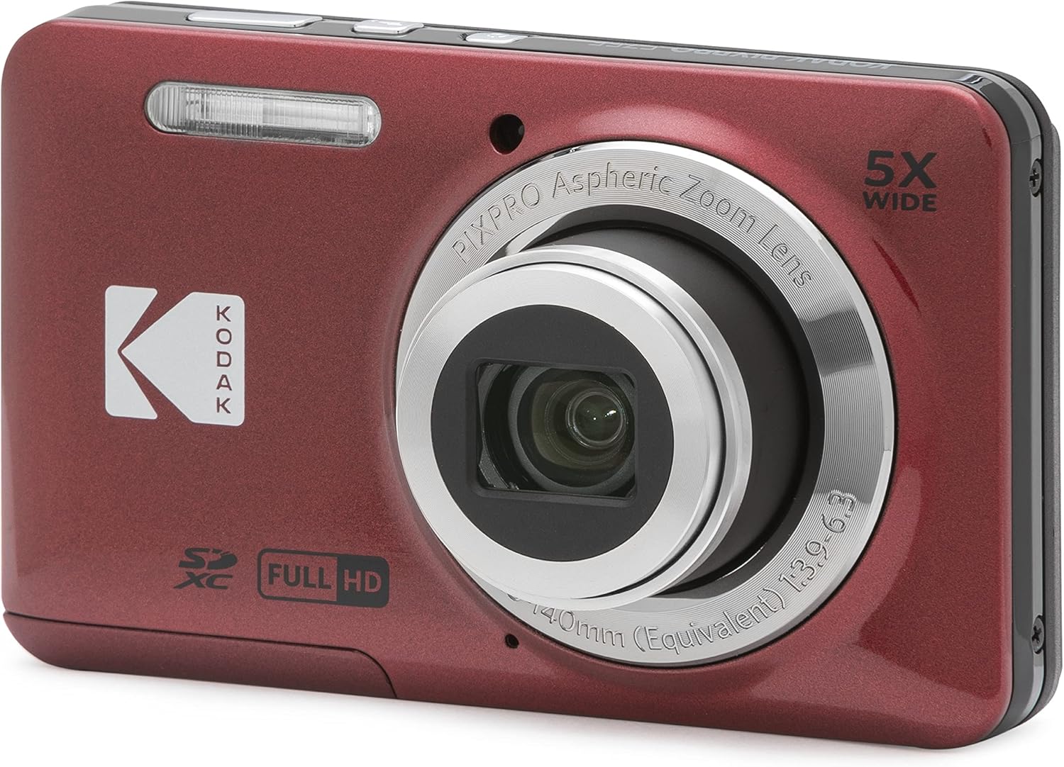 KODAK PIXPRO FZ55-RD 16MP Digital Camera 5X Optical Zoom 28mm Wide Angle 1080P Full HD Video 2.7″ LCD Vlogging Camera (Red) Packaging May Vary