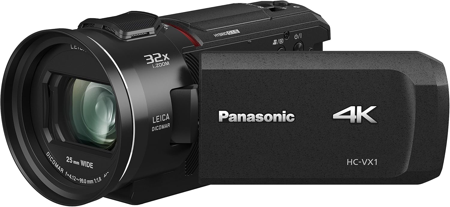 Panasonic PANASONIC HC-VX1 4K Camcorder, 24X LEICA DICOMAR Lens, 1/2.5″ BSI Sensor, Three O.I.S. Stabilizer Systems, HDR Mode, Wireless Multi-Camera Capture (USA Black)