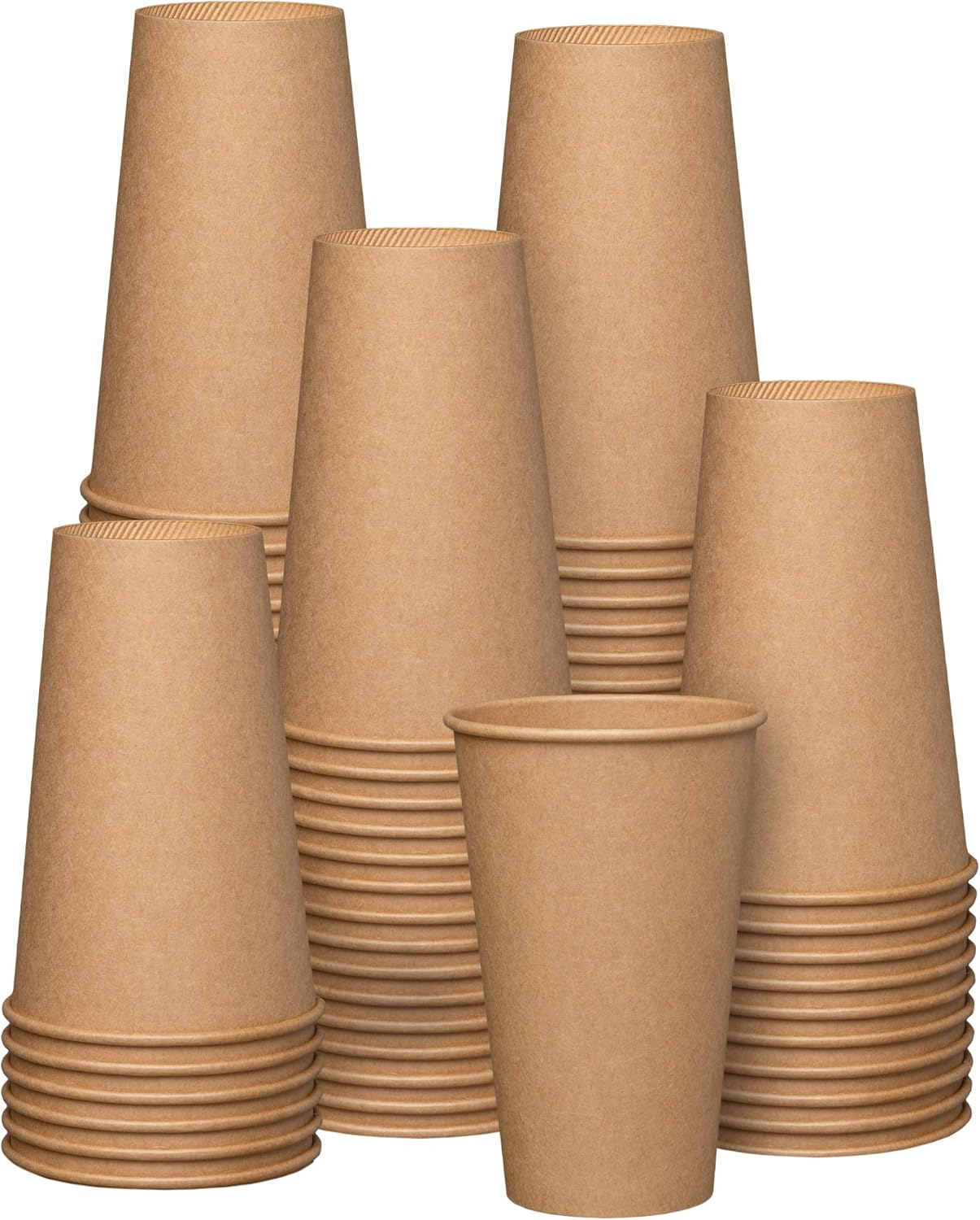 Comfy Package [16 oz. – 100 Count Kraft Disposable Paper Cups, Hot Coffee Cups Brown Unbleached – Eco-Friendly Cups