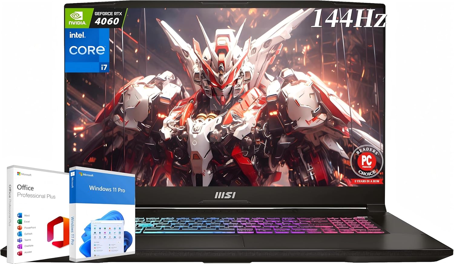 MSI Katana 17 Gaming Laptop, 17.3″ 144Hz FHD, 64 GB DDR5 RAM, 2 TB SSD, Intel i7-13620H, GeForce RTX 4060, Backlit KB, Cooler Boost 5, Windows 11 Pro, with Microsoft Office Lifetime License