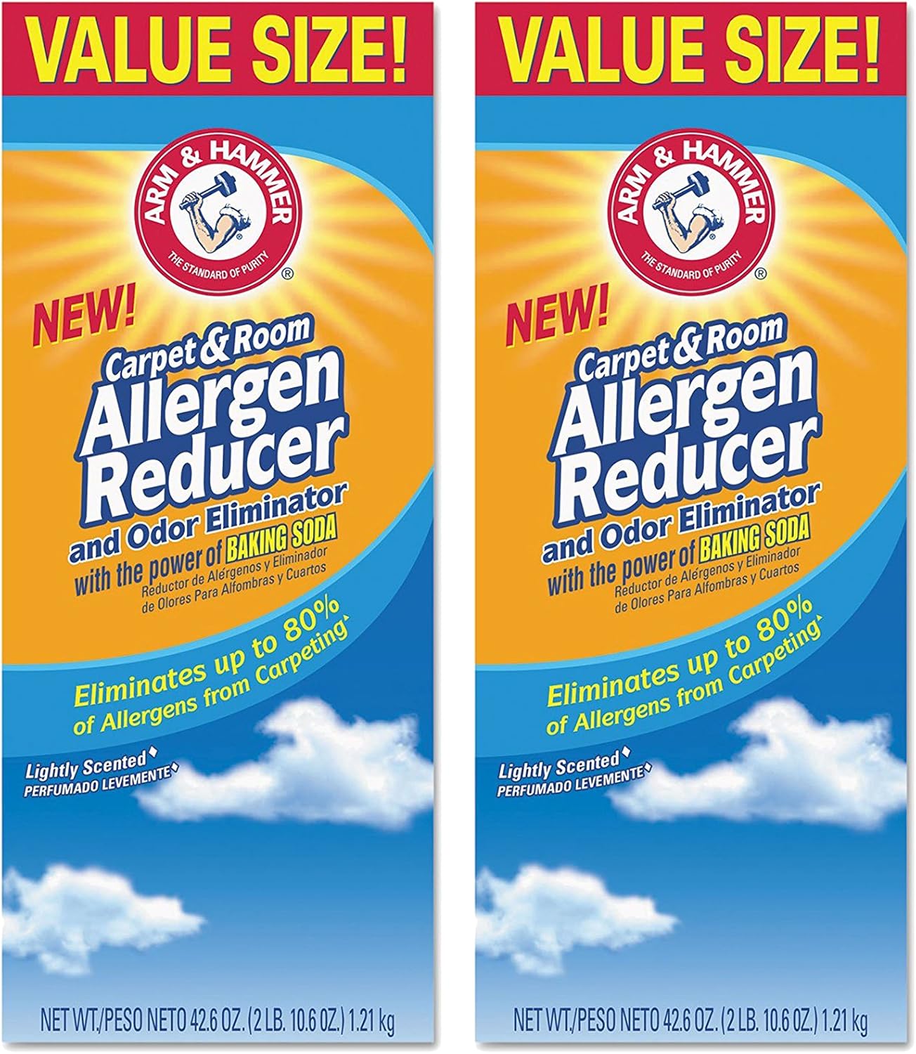 Set of 2 Arm & Hammer 42.6 oz Carpet and Room Allergen Reducer and Odor Eliminator Shaker Box bundled by Maven Gifts