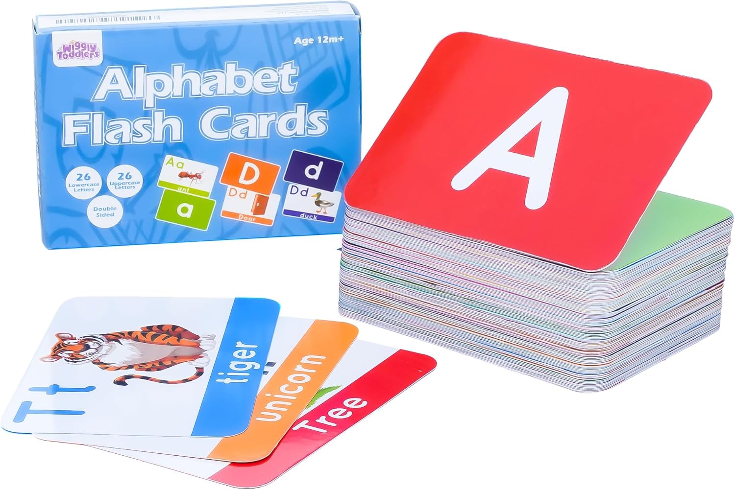 Large Alphabet ABC Flash Cards for Toddlers 2-4 Years – 52 ABC Flashcards – 26 Uppercase and 26 Lowercase ABC Cards with Large Letters – ABC Learning for Toddlers – ABC Animal Flashcards for Age 2 3 4