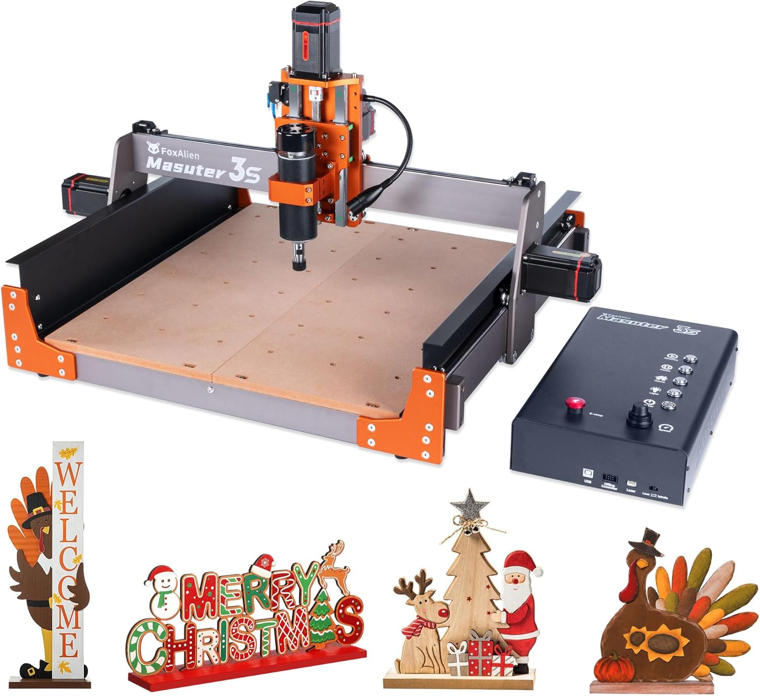 FoxAlien Masuter 3S CNC Router Machine with NEMA 23 Closed-Loop Stepper Motor, 400W Spindle 3 Axis Engraving Milling Machine for Wood Acrylic Aluminum Carving Cutting