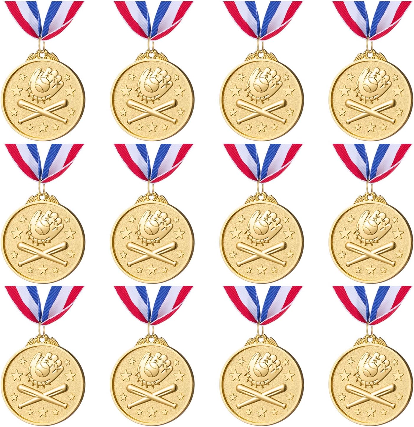 Abaokai 12 Pieces Gold Award Medals for Kid’s Sports Baseball Games, Party Favors, 2 Inches