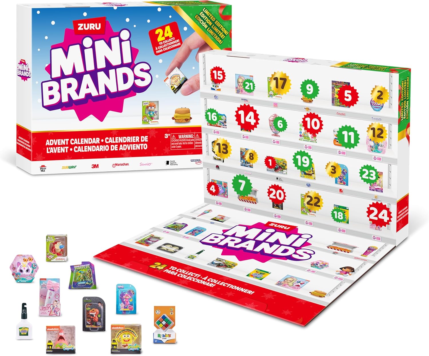 Mini Brands Advent Calendar 2024 by ZURU Mini Brands Limited Edition Advent Calendar, Includes Mini Brands, Mini Toys & Foodie Mini Brands, Mystery Collectibles Toys Comes with 24 Minis