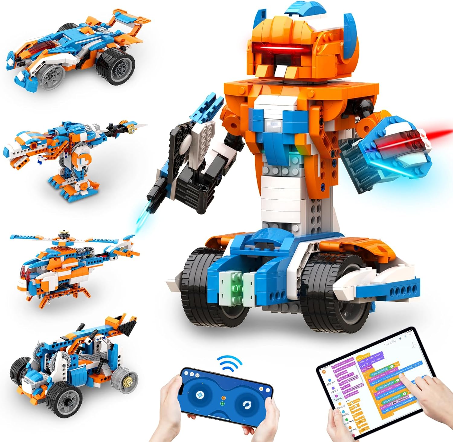 Robot X Robot Building Kit, 12-in-1 Programmable APP RC Robot/Car Robotics Coding Set, STEM Projects Educational Birthday Gifts for Boys Girls Kids Aged 8-12 (600 Pieces)