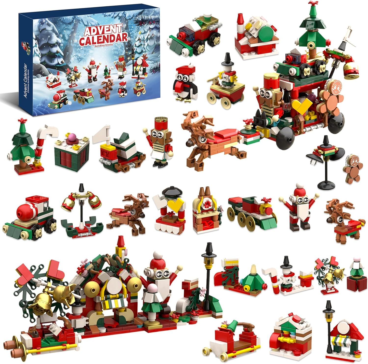 Advent Calendar 2024 Building Blocks for Kids, 24 Days of Christmas Countdown Calendar – 12 In 1 Christmas Building Block Sets, Christmas Stocking Stuffers Surprise Xmas Gifts for Teens Girls Boys