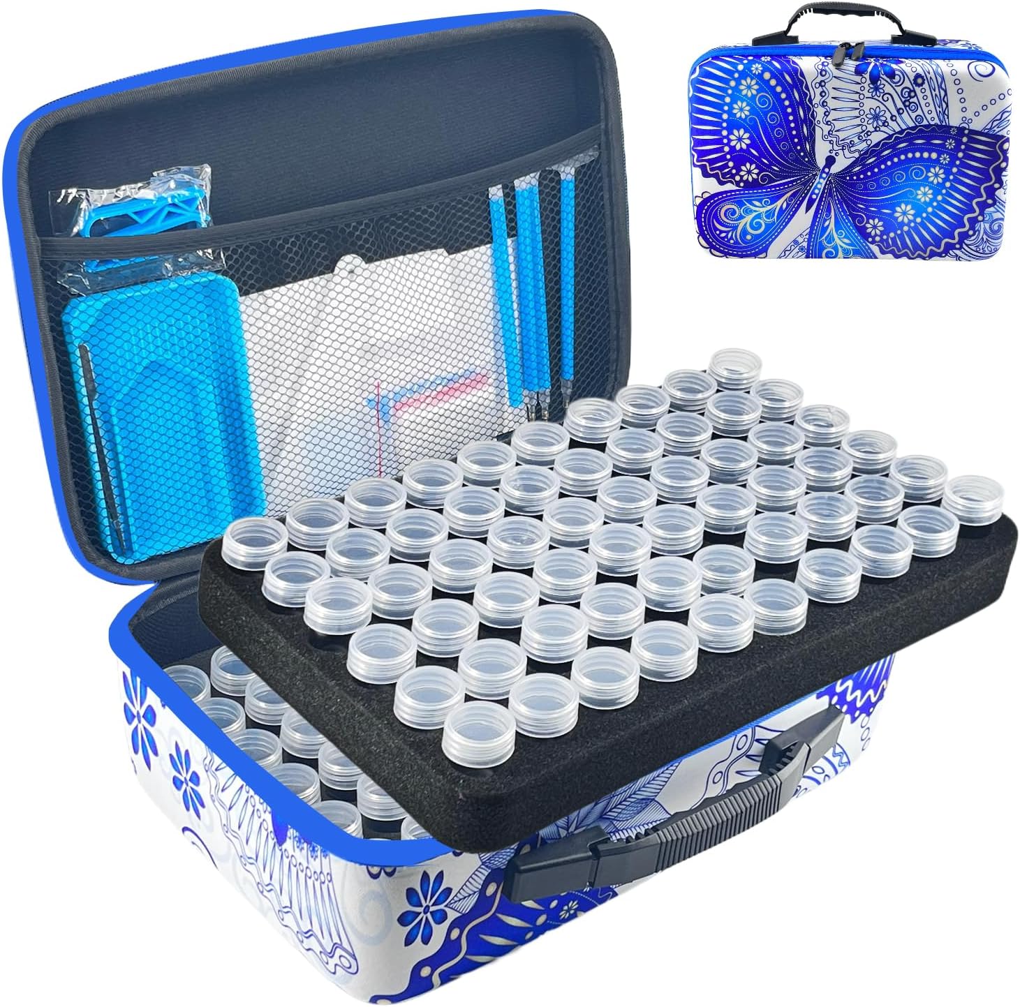 Diamond Painting Storage Containers, 120 Slots Diamond Art Accessories and Tools Kits Storage Box(Blue)