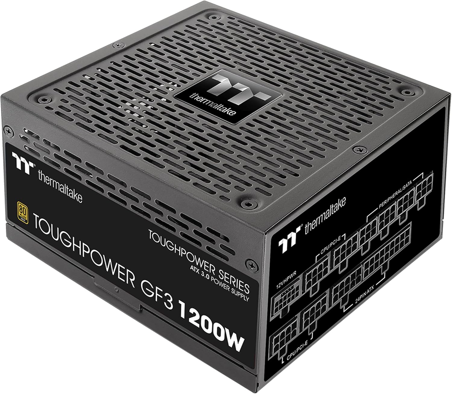 Thermaltake Toughpower GF3 1200W, True 600W 12VHPWR Connectors on PSU & NVIDIA RTX 40 series, ATX 3.0/PCI-E 5.0 Ready, 80+ Gold, SLI/Crossfire Ready Power Supply, PS-TPD-1200FNFAGU-4, 10 Year Warranty