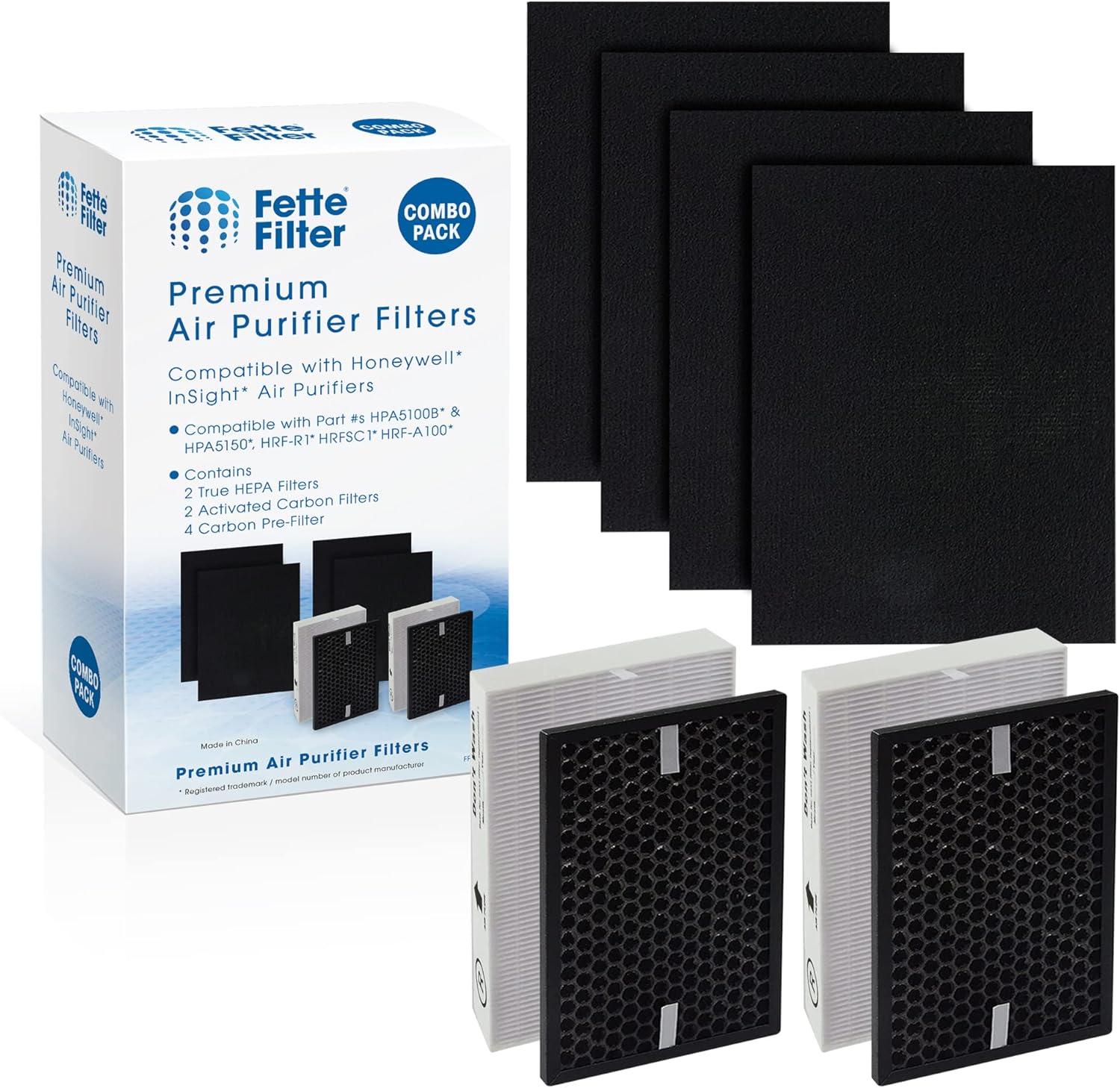 Fette Filter – Air Purifier Replacement HEPA Filter Kit Compatible with Honeywell InSight Air Purifiers Model # HPA5100B / HPA5150 Part # HRF-R, HRFSC1, HRF-A100