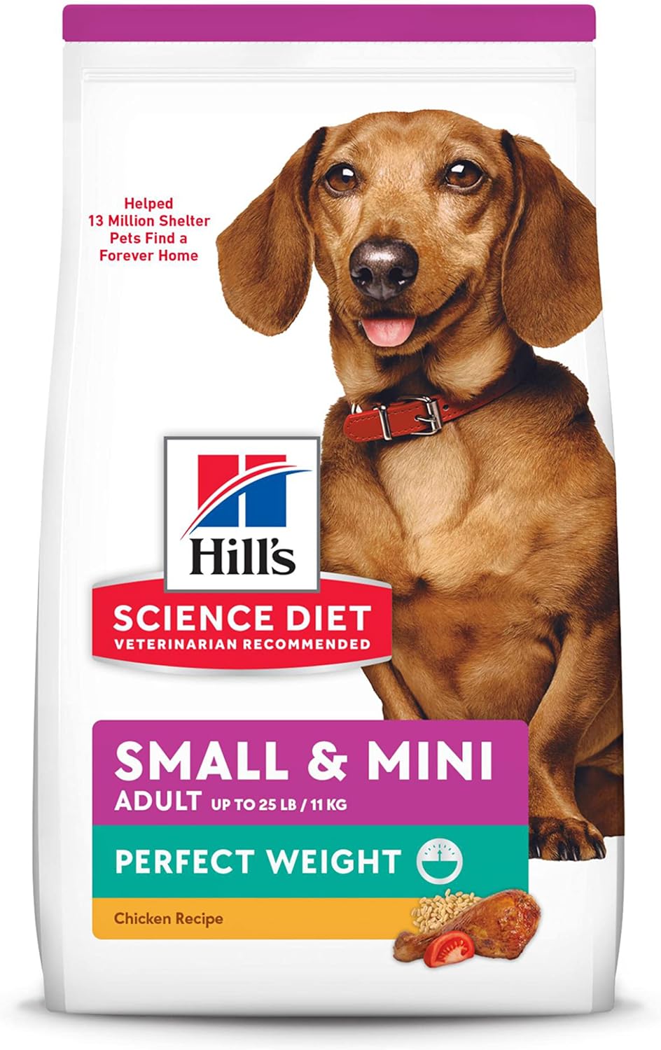 Hill’s Science Diet Perfect Weight, Adult 1-6, Small & Mini Breeds Weight Management Support, Dry Dog Food, Chicken Recipe, 12.5 lb Bag