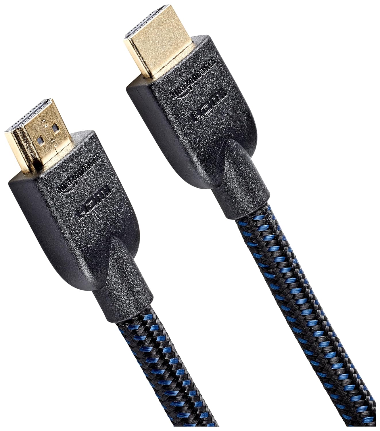 Amazon Basics High-Speed 4K Ultra HD HDMI Nylon-Braided Cable, 10 feet, 18Gbps, 60Hz, 2160p, 48-bit, Male-to-Male, Ethernet Ready, 3D, Black & Blue