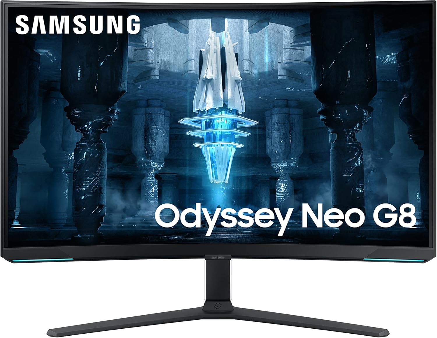 SAMSUNG 32″ Odyssey Neo G8 4K UHD 240Hz 1ms G-Sync 1000R Curved Gaming Monitor, Quantum HDR2000, AMD FreeSync Premium Pro, Matte Display, Ultrawide Game View, DisplayPort, Black & White, 2022