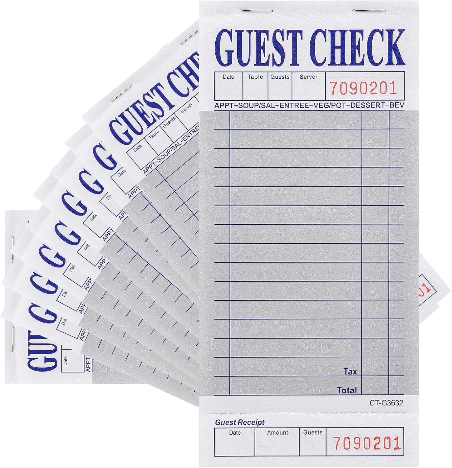 Guest Check Pads (10 Pack) Server Note Pads – 500 Total Guest Checks – 1 Part Gray Paper Guest Check Pads with Guest Receipt – Check Pads for Servers, Hotels, Lounges, Cafes, Restaurants Orders（Gray）