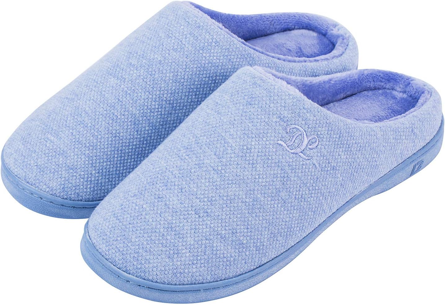 DL Womens Memory Foam Slippers, Cozy Slip on House Slippers for Women Indoor Outdoor, Comfy Women’s Bedroom Slippers Warm Soft Flannel Lining Home Slippers Size 5-12 Purple Blue Pink Grey Navy Black