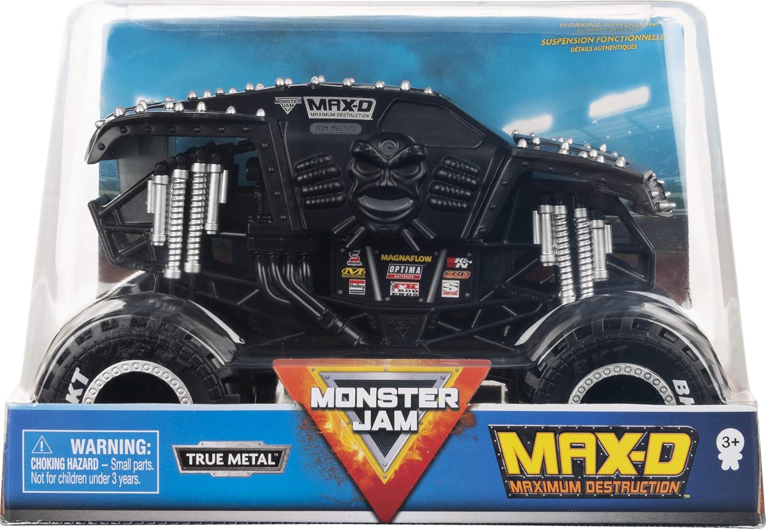 Monster Jam Official Max-D Monster Truck – Max-D Collector 1:24 Scale Die-Cast Vehicle – Chrome Rims and BKT Tread Tires for Use in All Playsets – Collectible for Fans & Birthday Parties