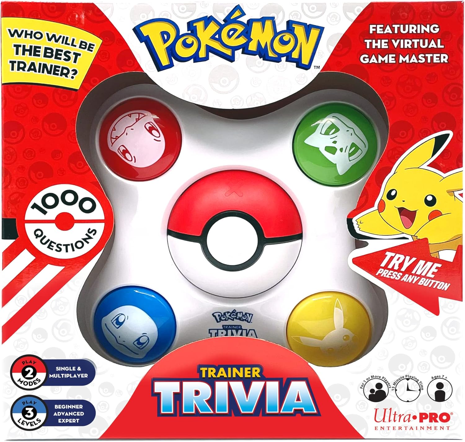 Pokemon Trainer Trivia Toy Featuring The Virtual Game Master 2 Modes Single & Multiplayer, Guessing Brain Game Pokemon Go Digital Travel Board Games