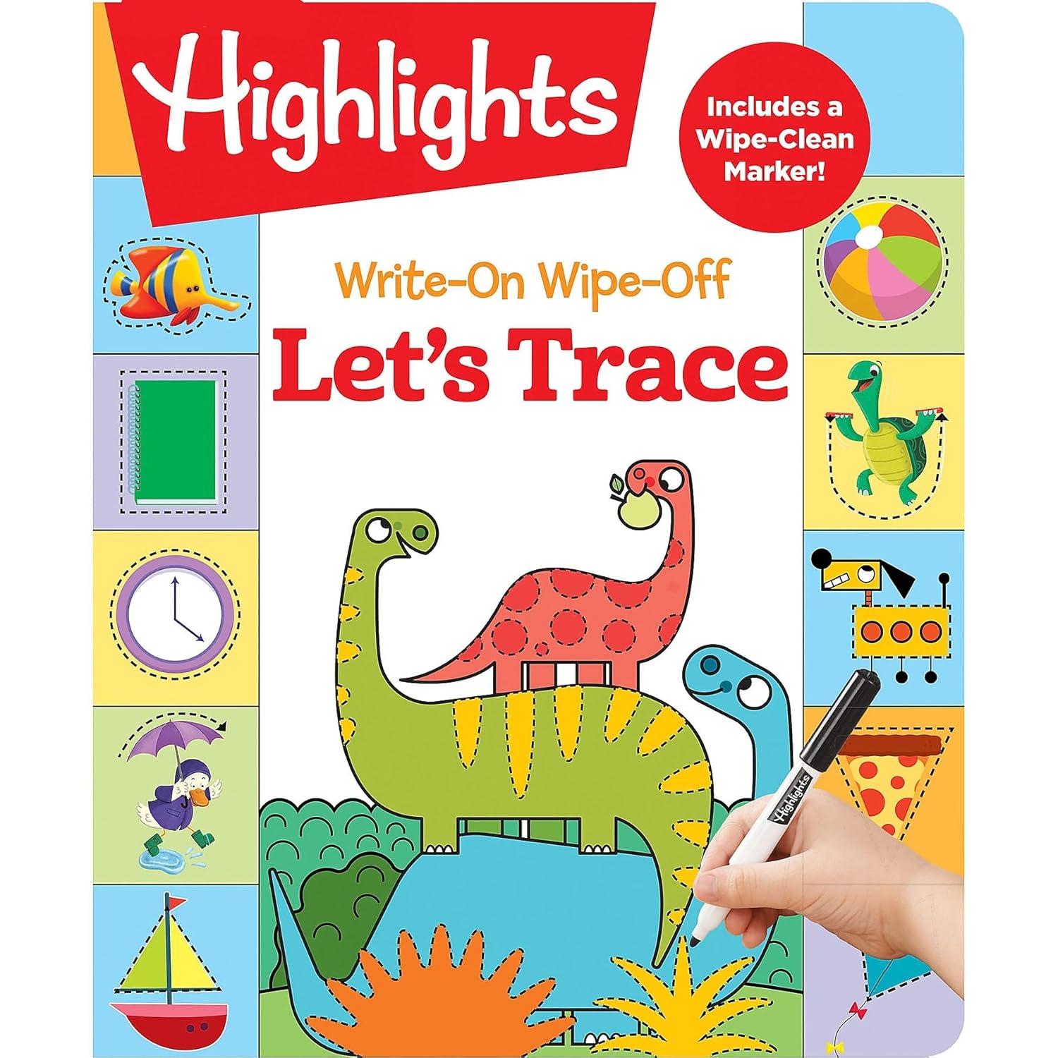 Write-On Wipe-Off Let’s Trace: Dry Erase Letter Tracing Workbook for Kids, Wipe Clean Activity Book with Marker (Highlights Write-On Wipe-Off Fun to Learn Activity Books)