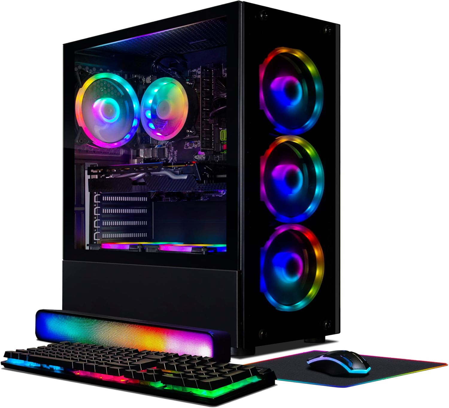 STGAubron Gaming PC, Radeon RX 5700 8G GDDR6, Intel Core i7 3.4G up to 3.9G,16G RAM, 512G SSD, 600M WiFi, BT 5.0, RGB Fan x4, RGB BT Sound Bar, Windows 10 Home